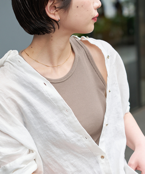 タンクトップ ノースリーブ カップ付きT/Cアメスリタンク レディースの画像
