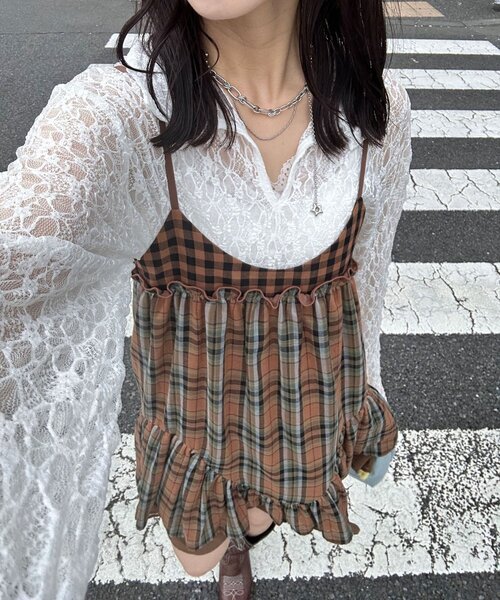 CIAOPANIC（チャオパニック） チュニック レトロチェックギャザー