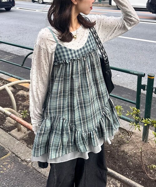 CIAOPANIC（チャオパニック） チュニック レトロチェックギャザー