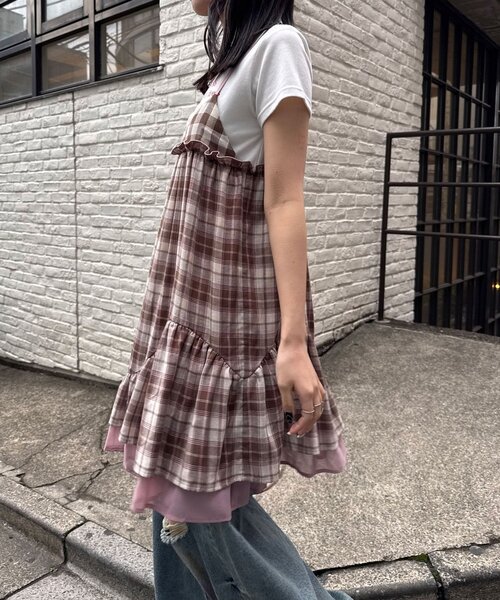 CIAOPANIC（チャオパニック） チュニック レトロチェックギャザー