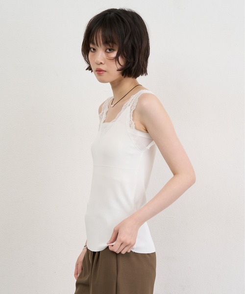 NUJOH キャミソール Lace Trim Sleeveless Top / レーストリムスリーブ