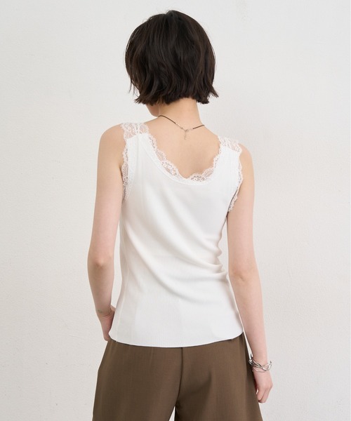 NUJOH キャミソール Lace Trim Sleeveless Top / レーストリムスリーブ