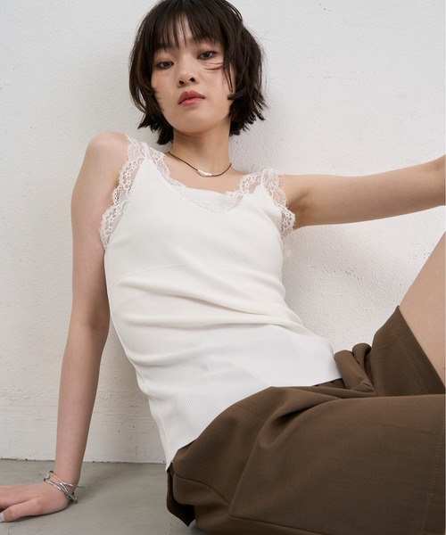 NUJOH キャミソール Lace Trim Sleeveless Top / レーストリムスリーブ