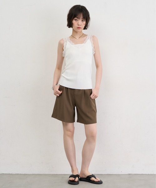 NUJOH キャミソール Lace Trim Sleeveless Top / レーストリムスリーブ