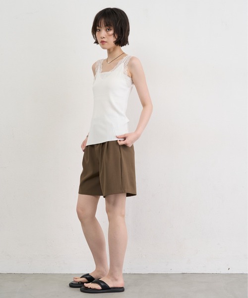 NUJOH キャミソール Lace Trim Sleeveless Top / レーストリムスリーブ