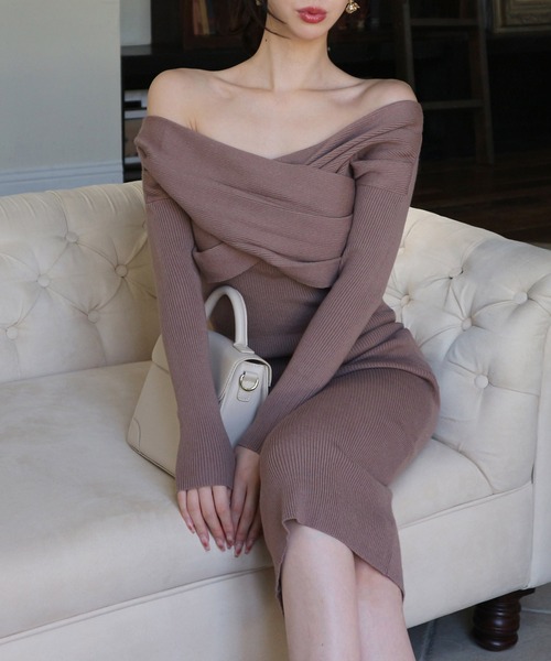 「ROYAL PARTY」 ニットワンピース FREE レッド レディース_画像4