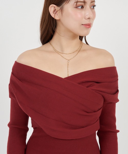 「ROYAL PARTY」 ニットワンピース FREE レッド レディース_画像6