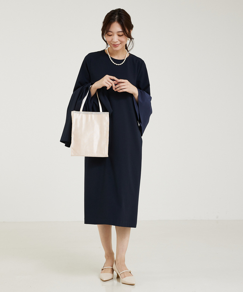 「abahouse mavie」 7分袖ワンピース フリー ブラック レディース_画像3