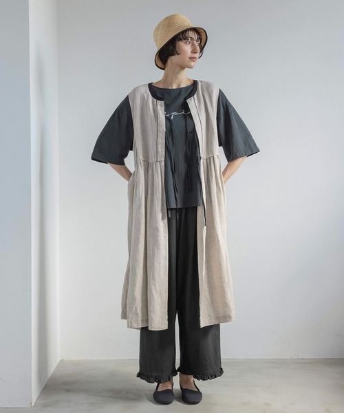 【新品】 natural by clip リネン配色リボンジレ ナチュラル studio CLIP（スタディオクリップ） ワンピース 「natural by clip