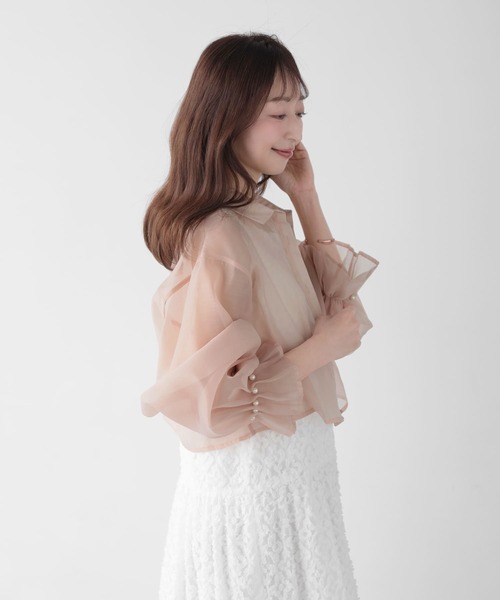 Mirenue ブラウス シャツ 夏 ショート丈シアーブラウス レディース 