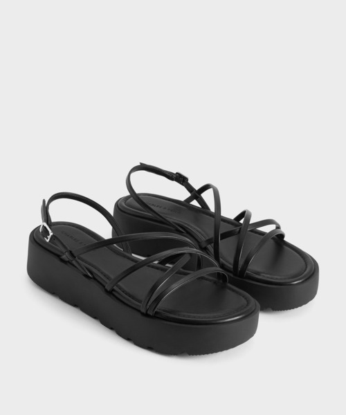「CHARLES & KEITH」 フラットサンダル 23cm ブラック レディース_画像3