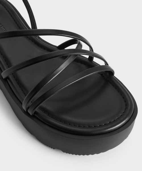 「CHARLES & KEITH」 フラットサンダル 23cm ブラック レディース_画像5