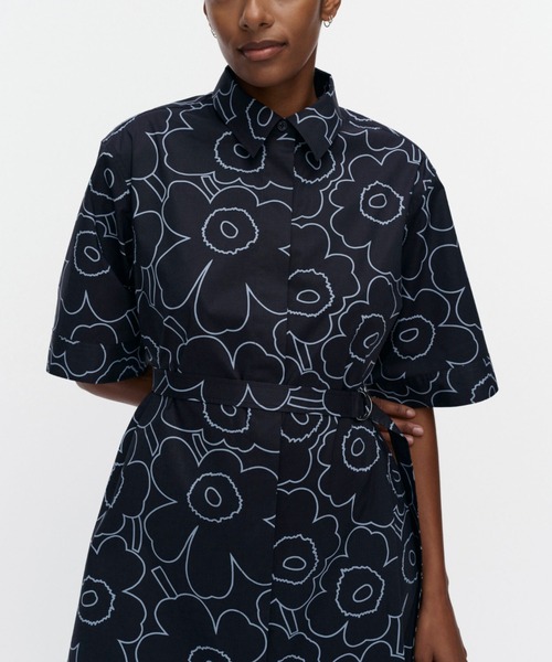 Marimekko Unikko 半袖ワンピース xs 極美品 marimekko（マリメッコ） ワンピース 半袖 Popliini Piirto Unikko