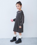 ワンピース デビラボ プリント 裏起毛 ワンピ...の詳細画像1