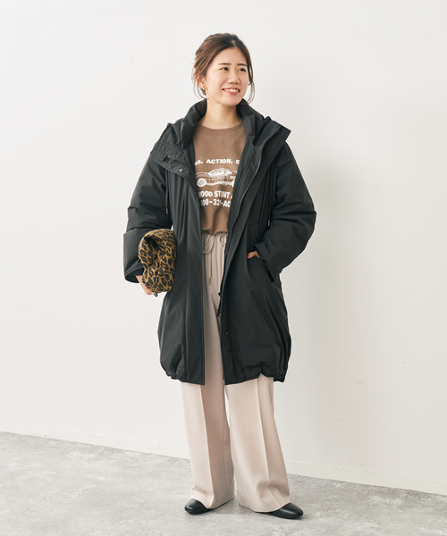 美品 Spick&Span ボタンアップ ウール フーデッド ロングコート 38 