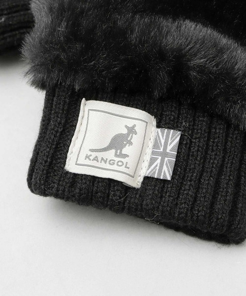 KANGOL（カンゴール） 手袋 ストラップ付 ファー ミトングローブ / 裏