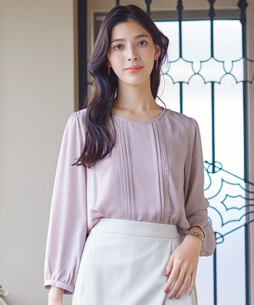 Tiaclasse ブラウス シャツ 「洗える」ピンタックレースブラウス