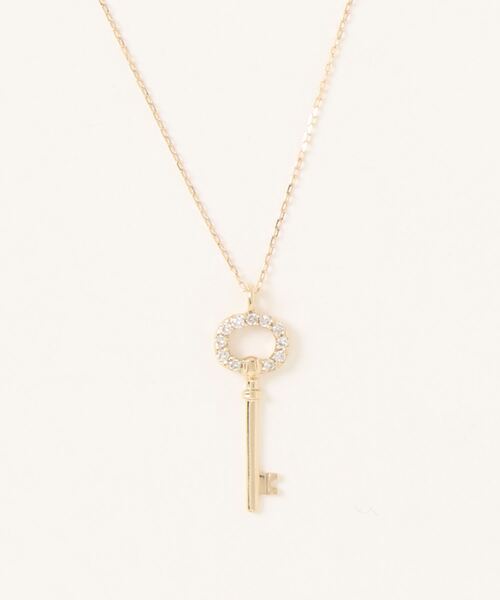 con affetto ネックレス K10ダイヤキーモチーフネックレス レディース 