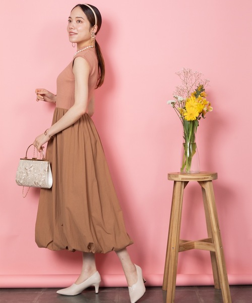 anni plus ワンピース ハイネックニット組バルーンシルエット