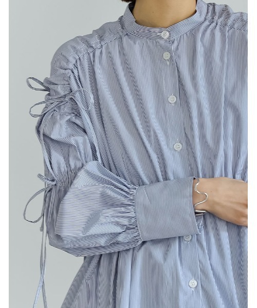 Re:EDIT（リエディ） ブラウス シャツ ストライプギャザーリボン