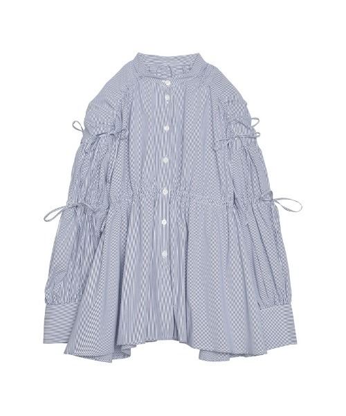 Re:EDIT（リエディ） ブラウス シャツ ストライプギャザーリボン