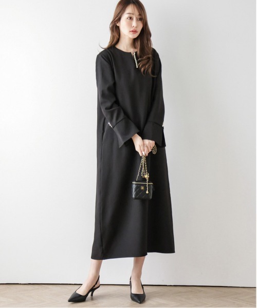 lumier パールデザインキーネックワンピース La-gemme ワンピース