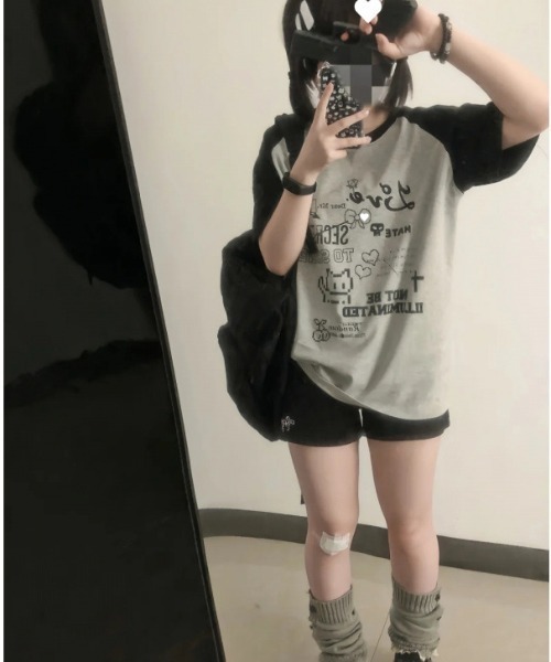 DEVICE（デバイス） tシャツ 猫 キャット 韓国 古着風 Y2K ストリート 