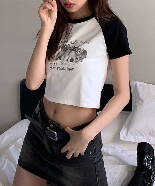 DEVICE（デバイス） tシャツ 猫ミーム キャット 韓国 古着風 Y2K