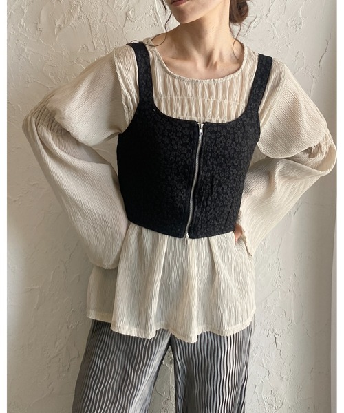 She's Closet ベスト ジレ ダブルジップアップショート丈ふくれ
