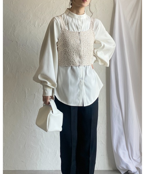 ベスト ジレ 「2025SS」フロントジップチュニックビスチェ「洗える」 レディース Re:EDIT ベスト ジレ 「2025SS COLLECTION」前後2WAYストレッチ