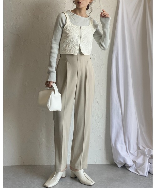 She's Closet ベスト ジレ ダブルジップアップショート丈ふくれ