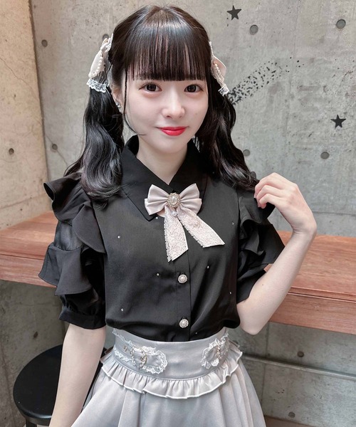 ROJITA シャツ ブラウス キラキラビジューブラウス レディース 
