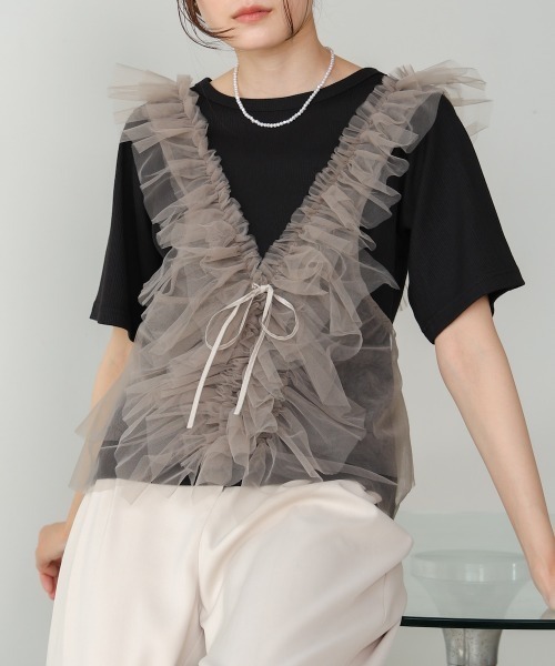 BAB（バブ） tシャツ 「オールシーズン」チュールギャザービスチェ