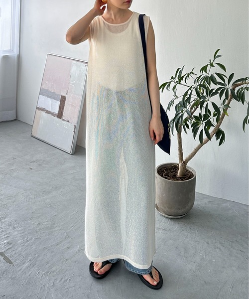 CHICWISH★フリルメッシュチュールノースリーブワンピース☆ パールビジュー胸元 ノースリーブショートフリルワンピース 黒