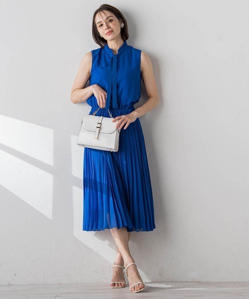ビアッジョブルー（Viaggio blu）/シルクライクシフォンワンピース≪洗濯機で洗える≫ Viaggio Blu（ビアッジョブルー） ワンピース シルクライクシフォン