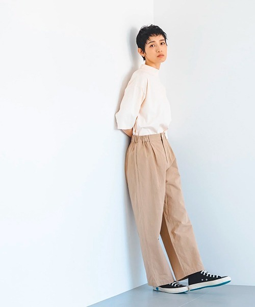 D ワイドパンツ パンツ コットンリネン ワッシャーウェザー レディース