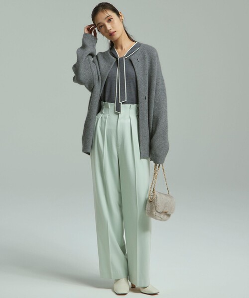 新品 23区 ホワイト パンツ 総裏地付き ワイドパンツ 23区 パンツ 「杏さん着用/Oggi11月号掲載」ナチュラル