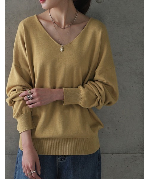 HUG.U（ハグユー） ニット セーター 素肌Vネックニット レディース