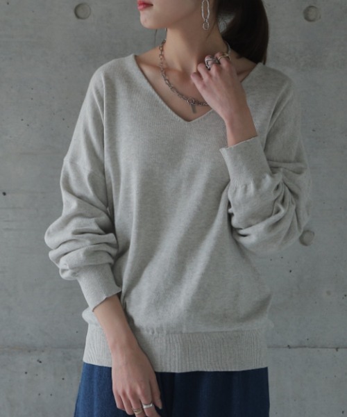 HUG.U（ハグユー） ニット セーター 素肌Vネックニット レディース