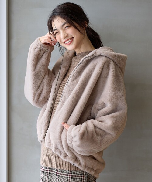 ANY（エニィ） ブルゾン アウター 「手洗い可」ファーブルゾン