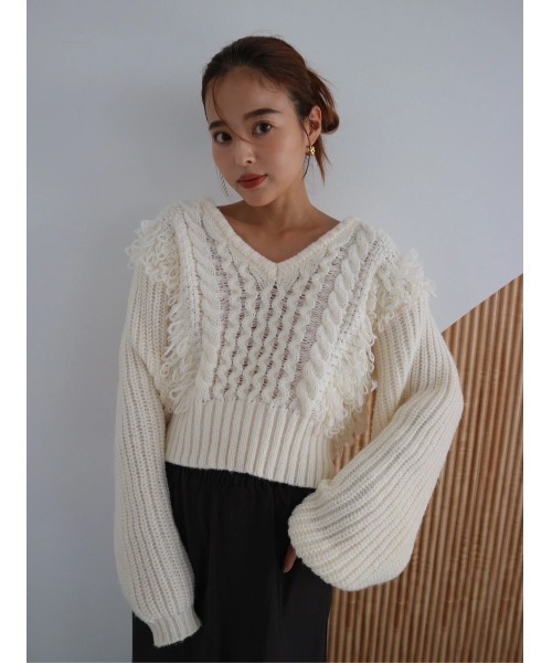 ニット セーター Fringe Cable Knit レディース