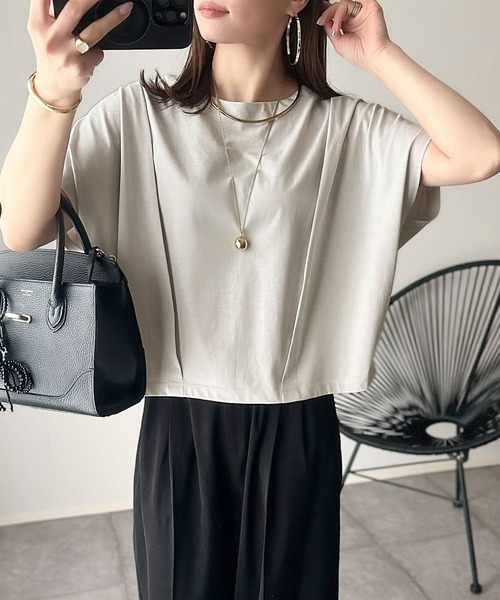 tシャツ 「接触冷感加工タックデザインフレンチスリーブカットプル」 レディース classicalelf tシャツ 「接触冷感機能」ひんやり素材で涼しく