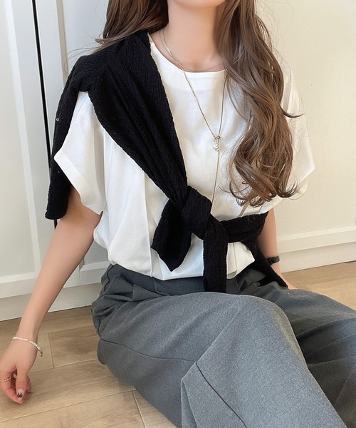 tシャツ 「接触冷感加工タックデザインフレンチスリーブカットプル」 レディース classicalelf tシャツ 「接触冷感機能」ひんやり素材で涼しく