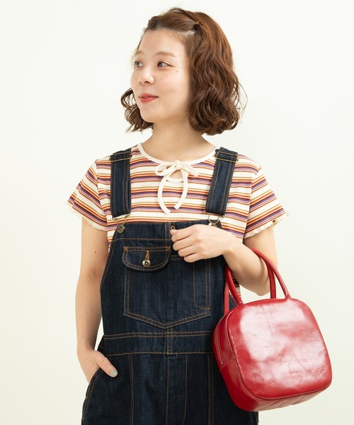 tシャツ マルチボーダーテレコ パイピングリボンプルオーバー レディース CHILD WOMAN tシャツ マルチボーダーテレコ パイピングリボン