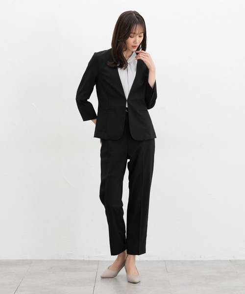 23区　ストレッチパンツ センタープレスパンツ 黒スラックス　パンツ　48 リラクシングシルエットセンタープレススラックスパンツ ポリ