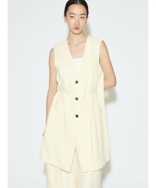 ベスト ジレ MIDIUMISOLID for Ladies Aラインノーカラーロングジレ レディース