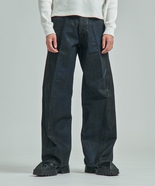 NVRFRGT ジーンズ 別注 COATING 3D TWISTED WIDE LEG JEANS メンズ 