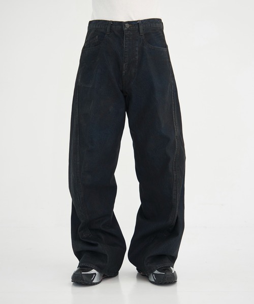 NVRFRGT ジーンズ 別注 COATING 3D TWISTED WIDE LEG JEANS