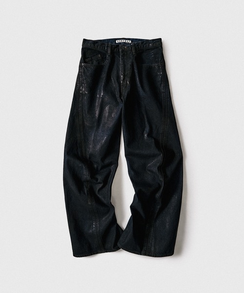【NVRFRGT】 COATING 3D TWISTEDWIDELEGJEANS 別注 COATING 3D TWISTED WIDE LEG JEANS(1 BLACK): NVRFRGT: MENS