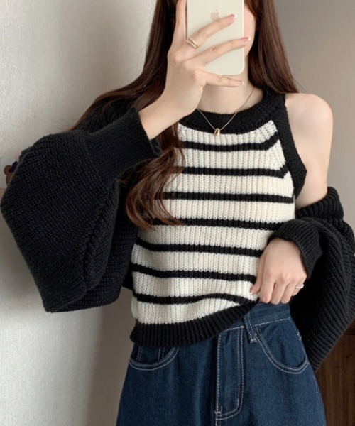 「DIAVEL」 ニットアンサンブル M ホワイト レディース_画像9